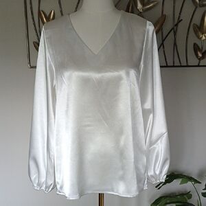 Elegant White Satin Blouse